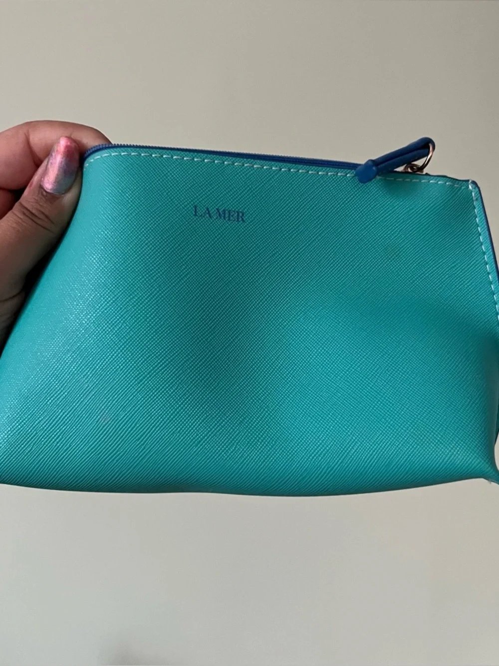 LA MER Turquoise Skincare Makeup Jewelry Zip Small Pouch Organize Storage Travel